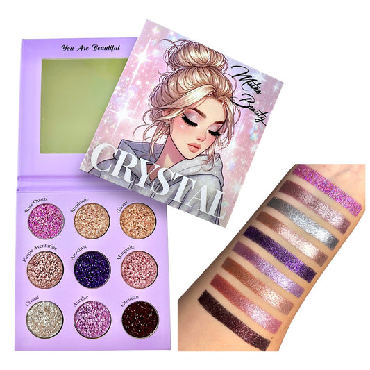 Crystal shimmer and glitter viral trending eyeshadow palette - Ashley Mateo Beauty Cosmetics