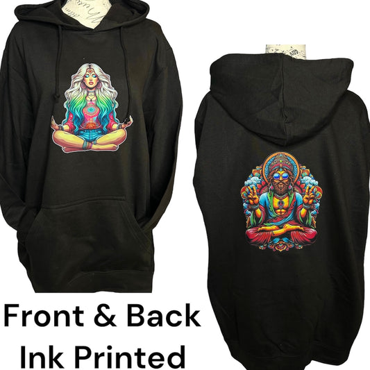 Meditating Front And Back Positive Vibrations Hoodie