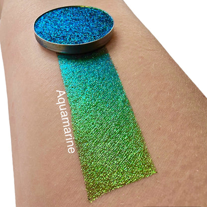 Aquamarine blue green multichrome color changing eyeshadow - Ashley Mateo Beauty