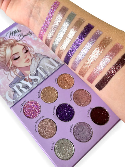 Crystal shimmer and glitter viral trending eyeshadow palette - Ashley Mateo Beauty Cosmetics