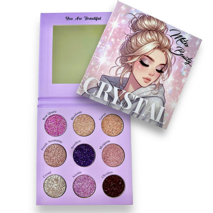 Crystal shimmer and glitter viral trending eyeshadow palette - Ashley Mateo Beauty Cosmetics